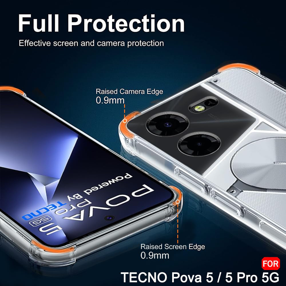 Funda para Tecno Pova 5 Pro, Techsuit, Antigolpes Transparente, Transparente