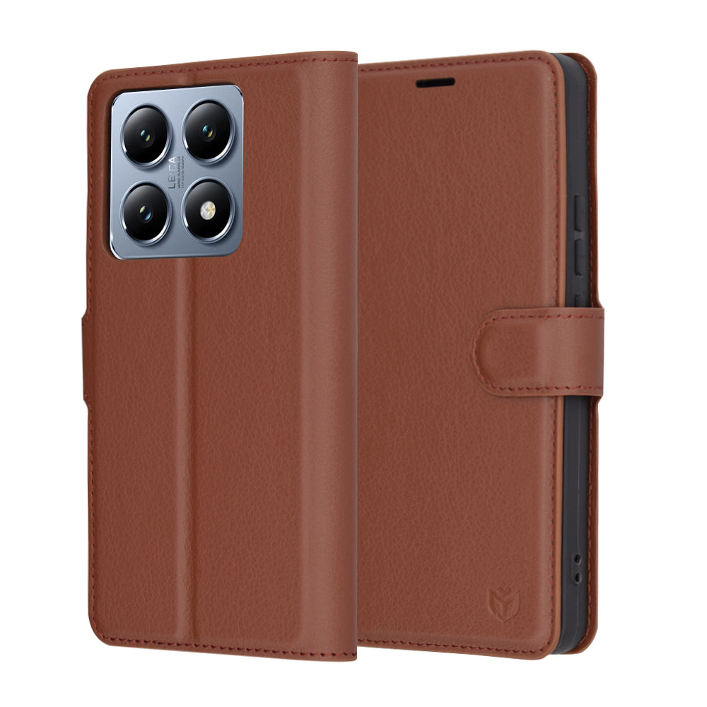 Funda para Xiaomi 14T Pro, Techsuit, Leather Folio, Marrón