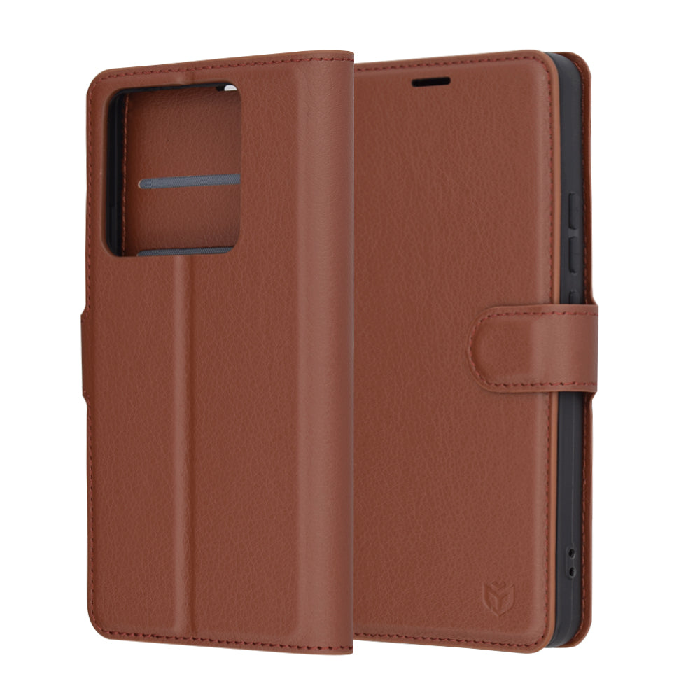 Funda para Xiaomi 14T Pro, Techsuit, Leather Folio, Marrón
