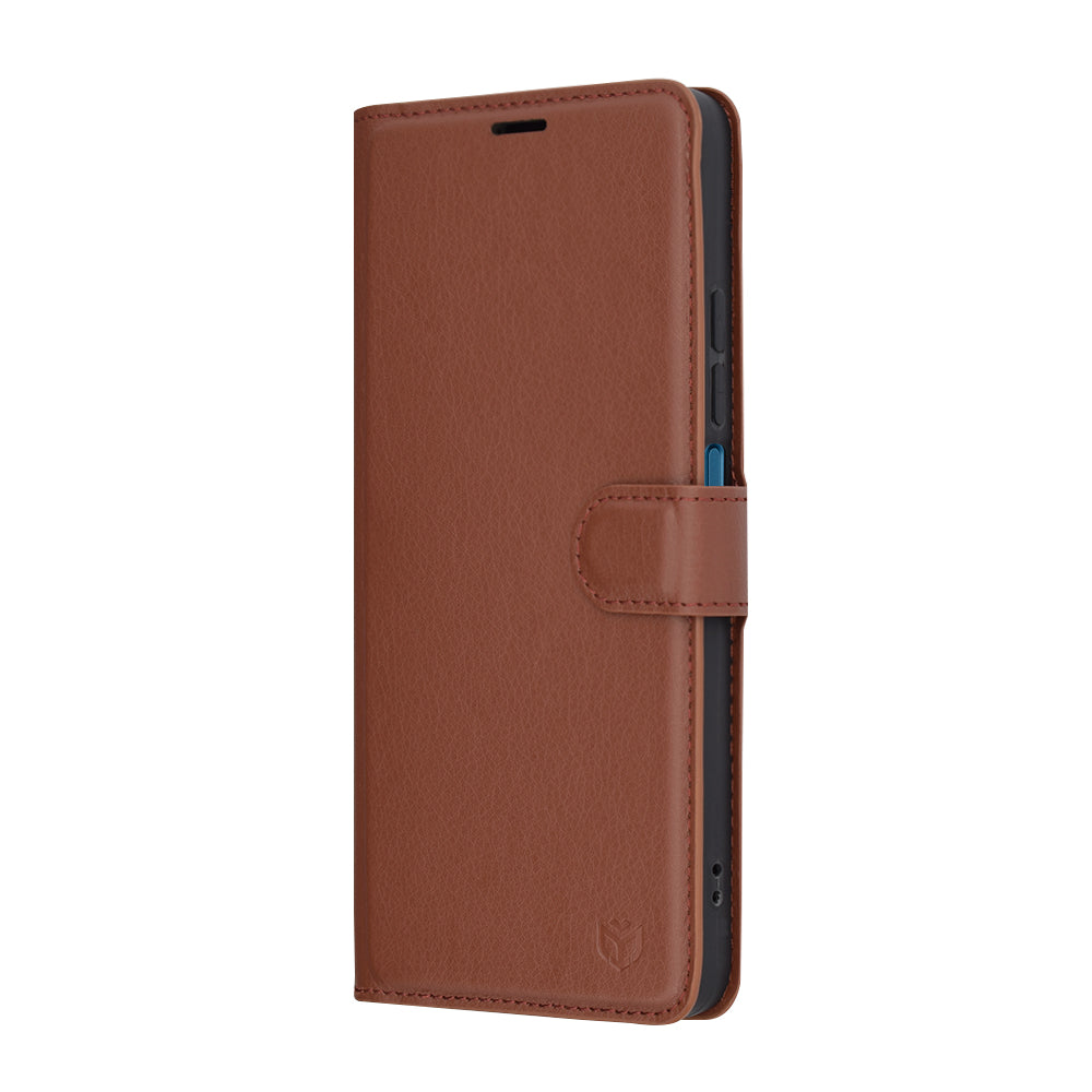 Funda para Xiaomi Poco C75 / Redmi 14C, Techsuit, Folio de cuero, Marrón