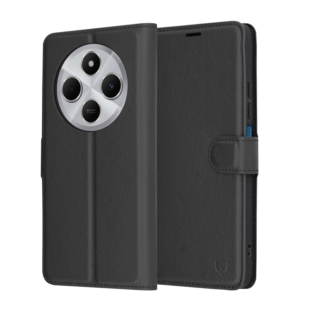 Funda para Xiaomi Poco C75 / Redmi 14C, Techsuit, Folio de cuero, Negra