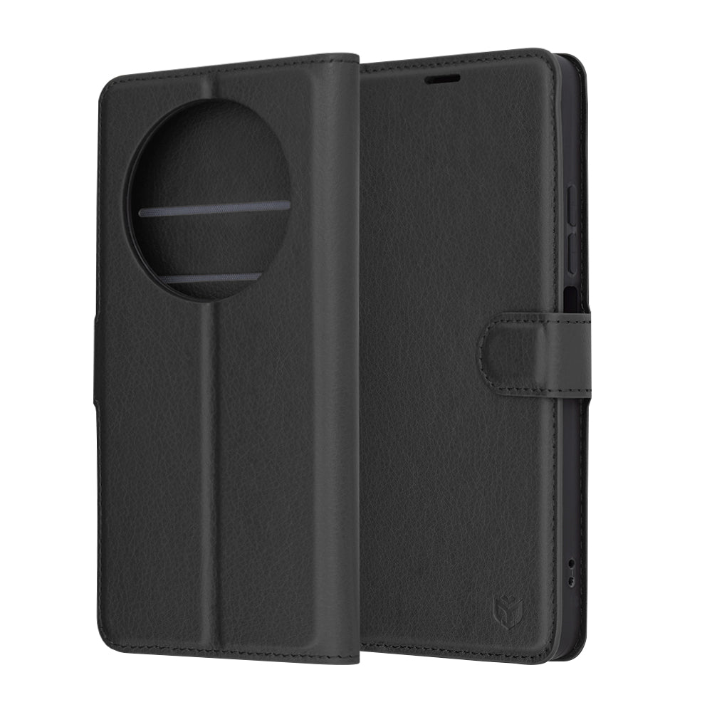 Funda para Xiaomi Poco C75 / Redmi 14C, Techsuit, Folio de cuero, Negra