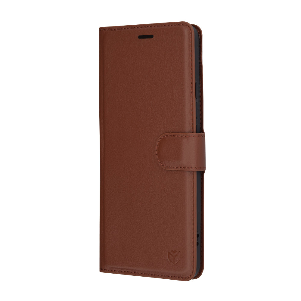 Funda para Xiaomi Poco F6 Pro, Techsuit, Leather Folio, Marrón