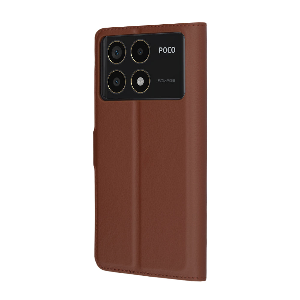 Funda para Xiaomi Poco F6 Pro, Techsuit, Leather Folio, Marrón