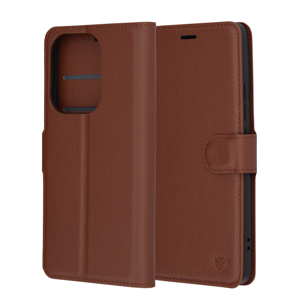 Funda para Xiaomi Poco F6, Techsuit, Leather Folio, Marrón