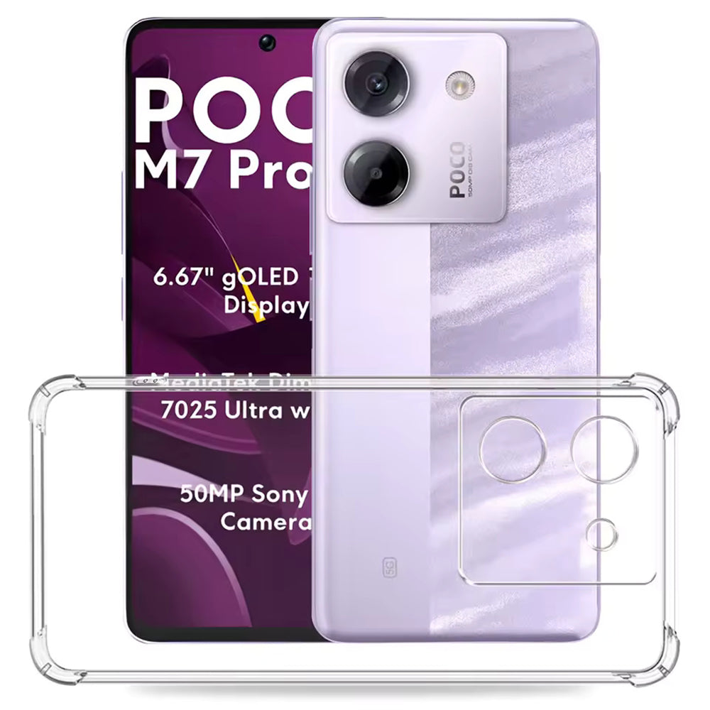 Funda para Xiaomi Poco M7 Pro 5G, Techsuit, Antigolpes Transparente, Transparente