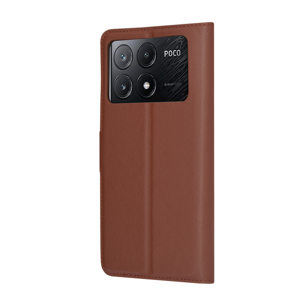Funda para Xiaomi Poco X6 Pro, Techsuit, Leather Folio, Marrón