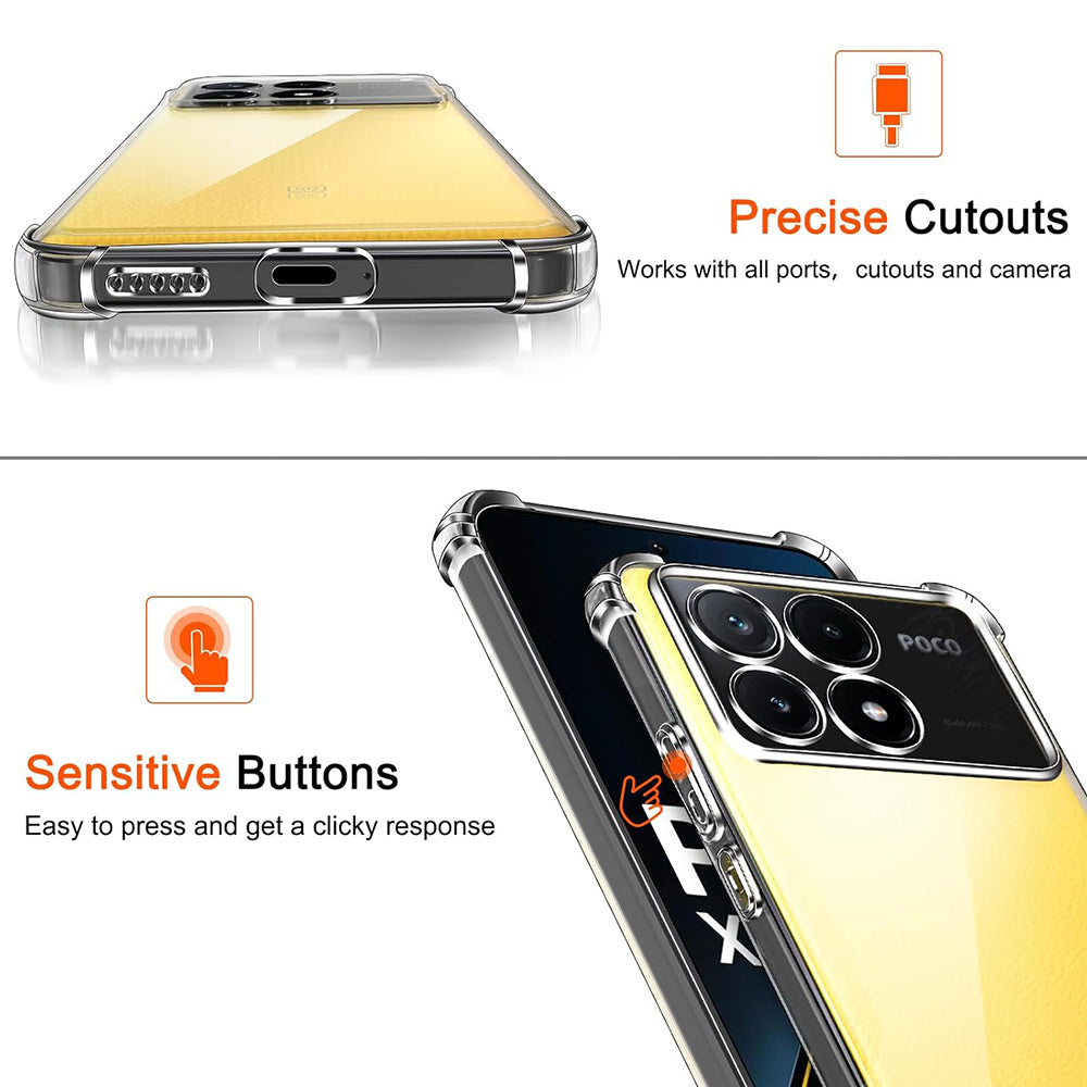 Funda para Xiaomi Poco X6 Pro, Techsuit, Antigolpes Transparente, Transparente