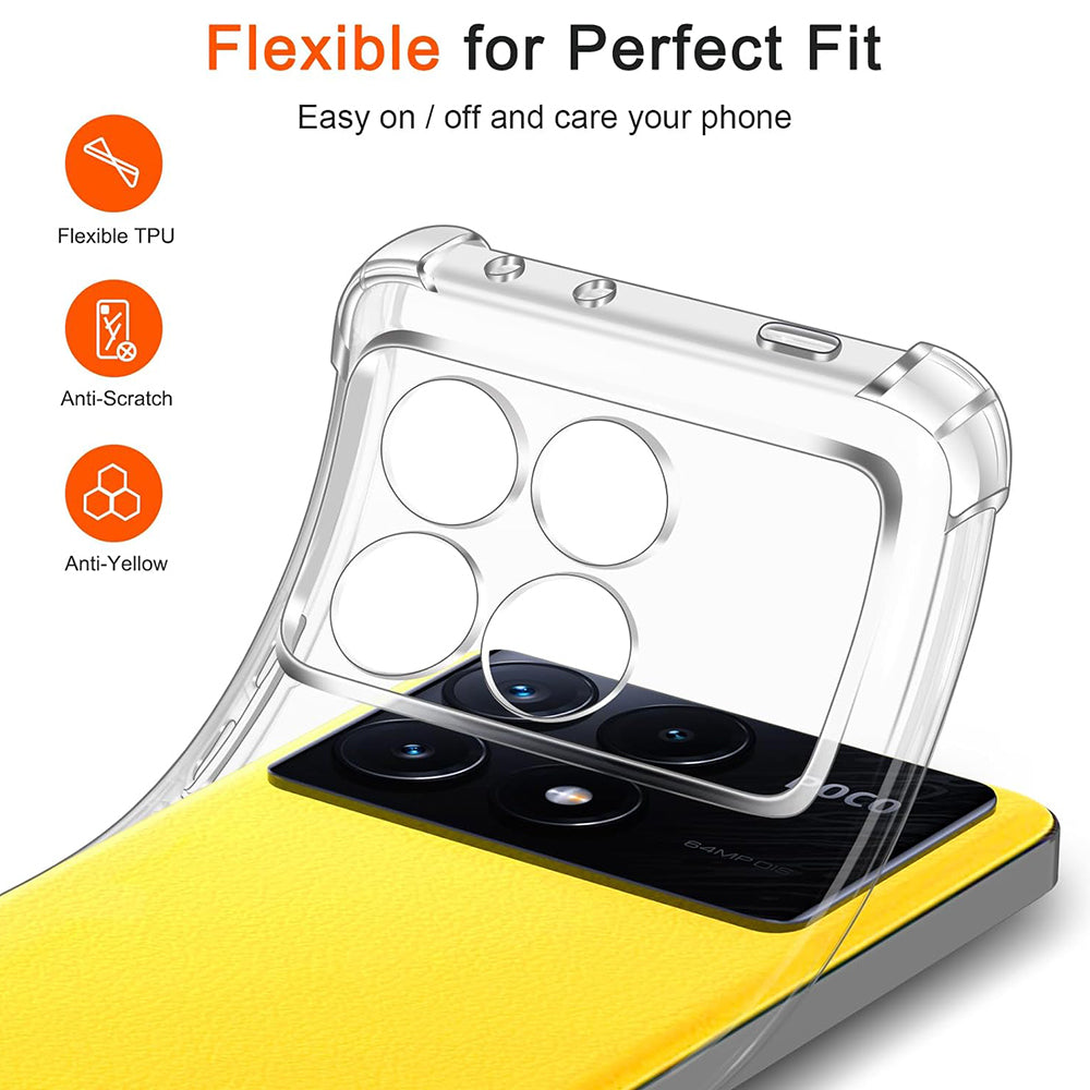 Funda para Xiaomi Poco X6 Pro, Techsuit, Antigolpes Transparente, Transparente