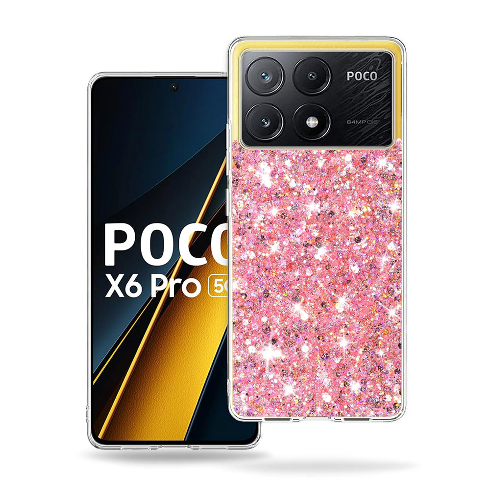Funda para Xiaomi Poco X6 Pro, Techsuit, Brillo Centelleante, Rosa