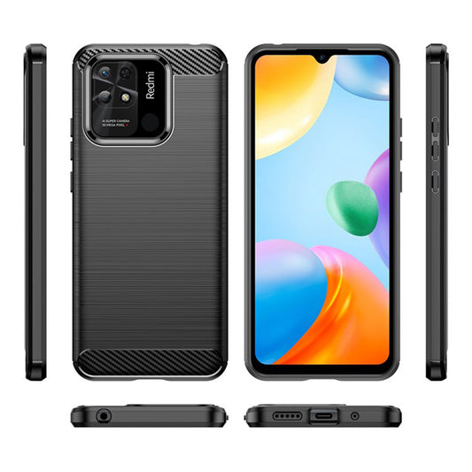 Funda para Xiaomi Redmi 10C, Techsuit, Carbono, Negra