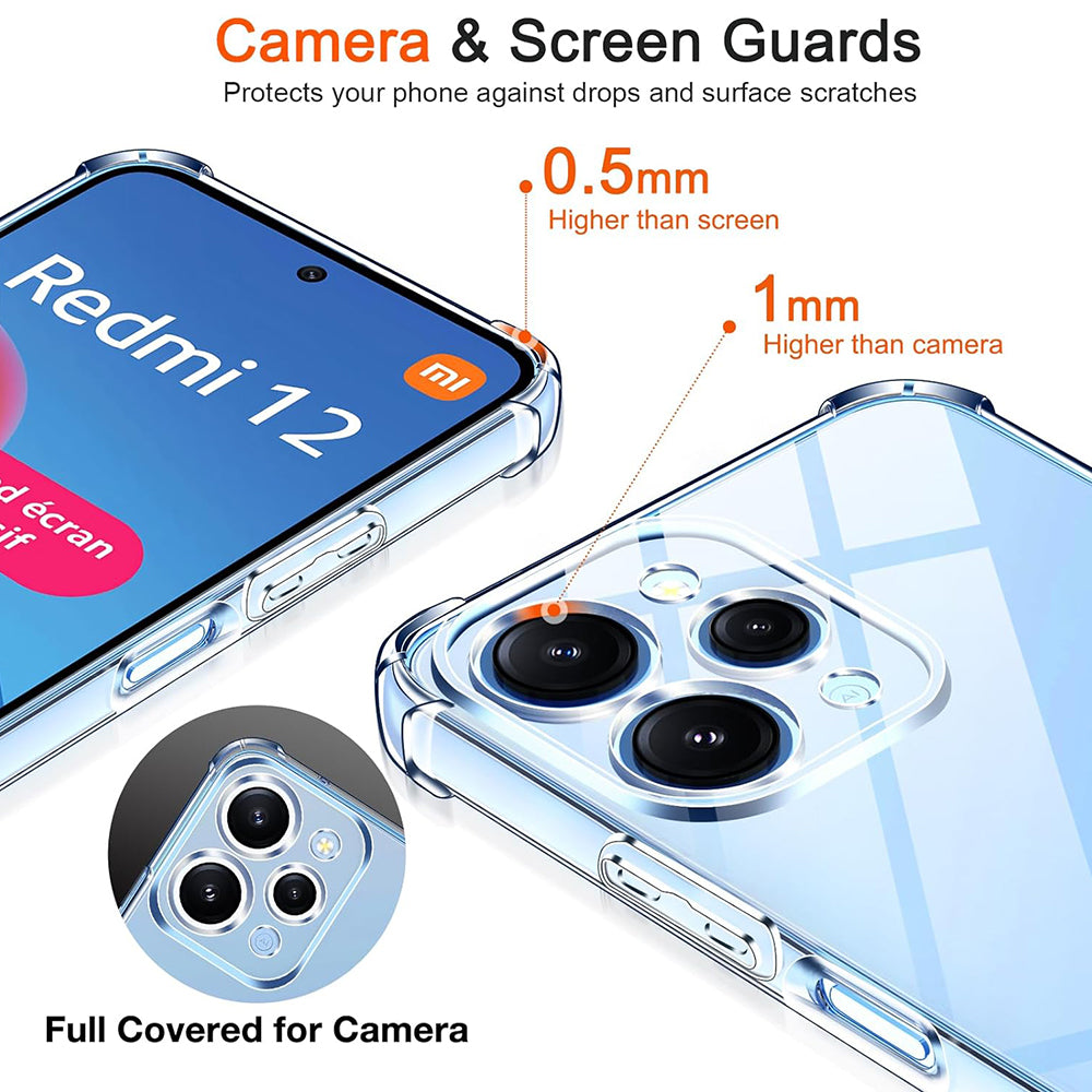 Funda para Xiaomi Redmi 12 5G / 12, Techsuit, Antigolpes Transparente, Transparente