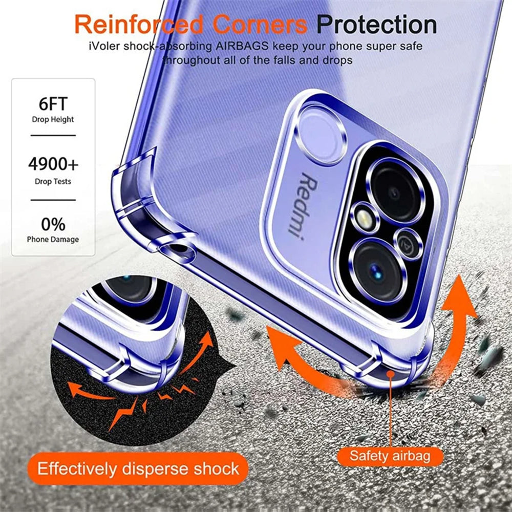Funda para Xiaomi Redmi 12C, Techsuit, Transparente a prueba de golpes, Transparente