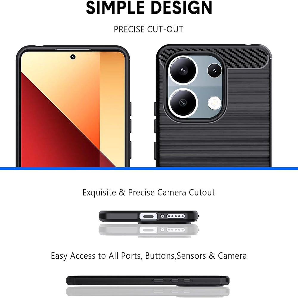 Funda para Xiaomi Redmi Note 13 Pro 4G / Poco M6 Pro 4G, Techsuit, Carbono, Negra