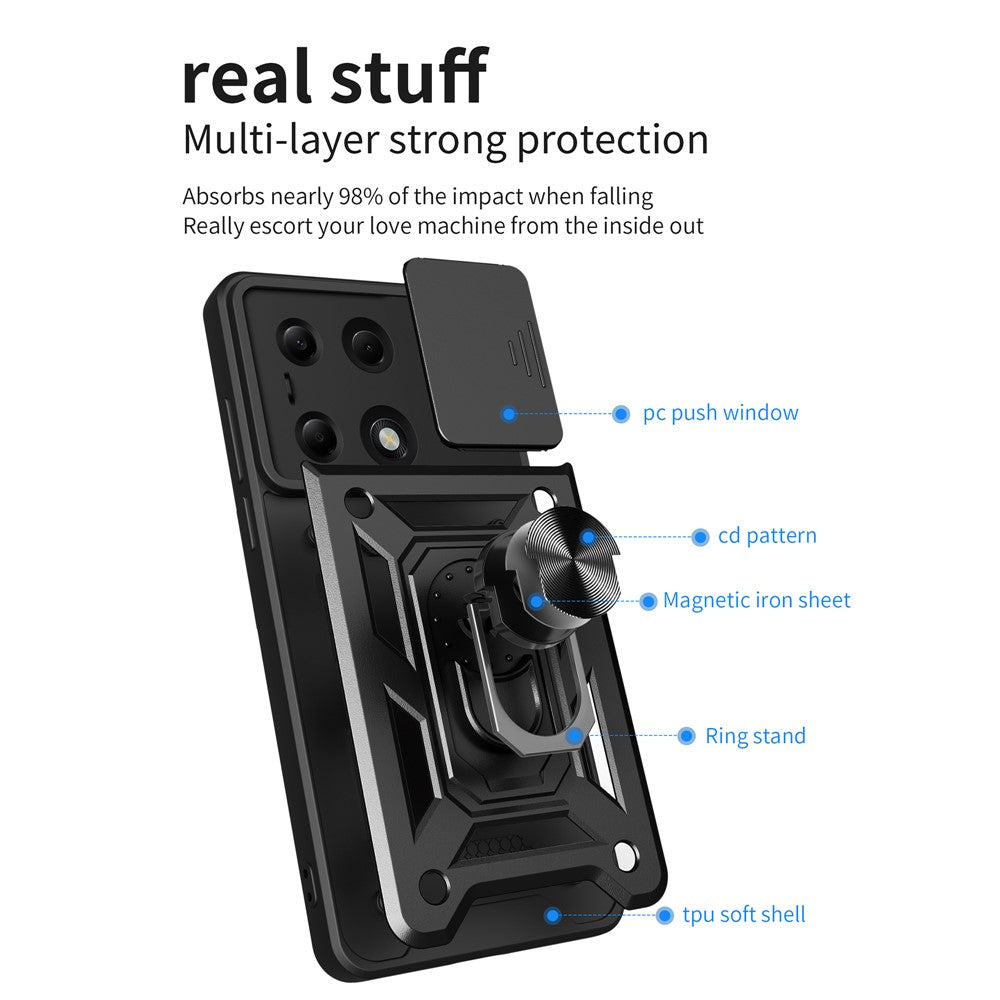 Funda para Xiaomi Redmi Note 13 Pro 4G / Poco M6 Pro 4G, Techsuit, CamShield, Negra