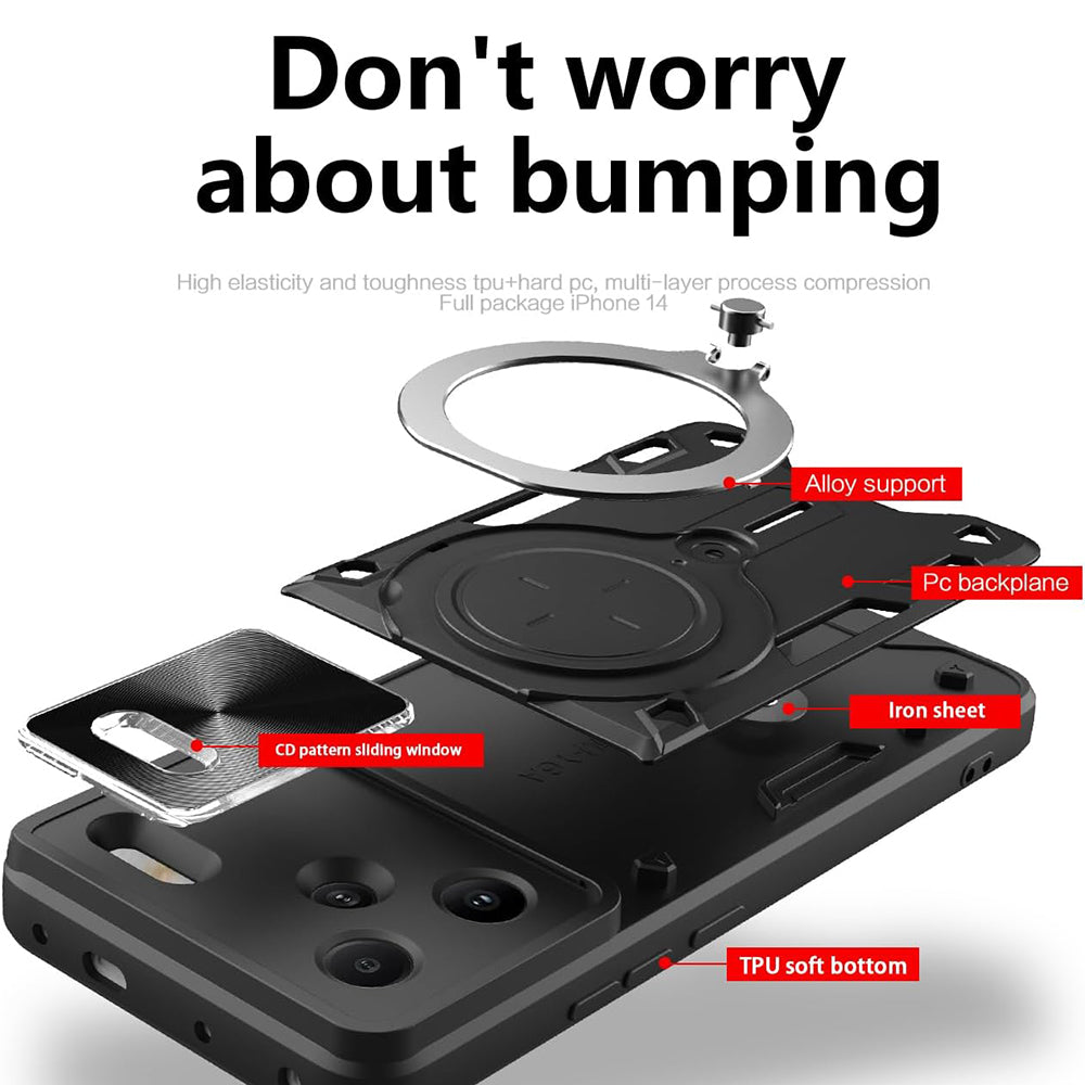 Funda para Xiaomi Redmi Note 13 Pro+, Techsuit, CamGuard Pro, Negra
