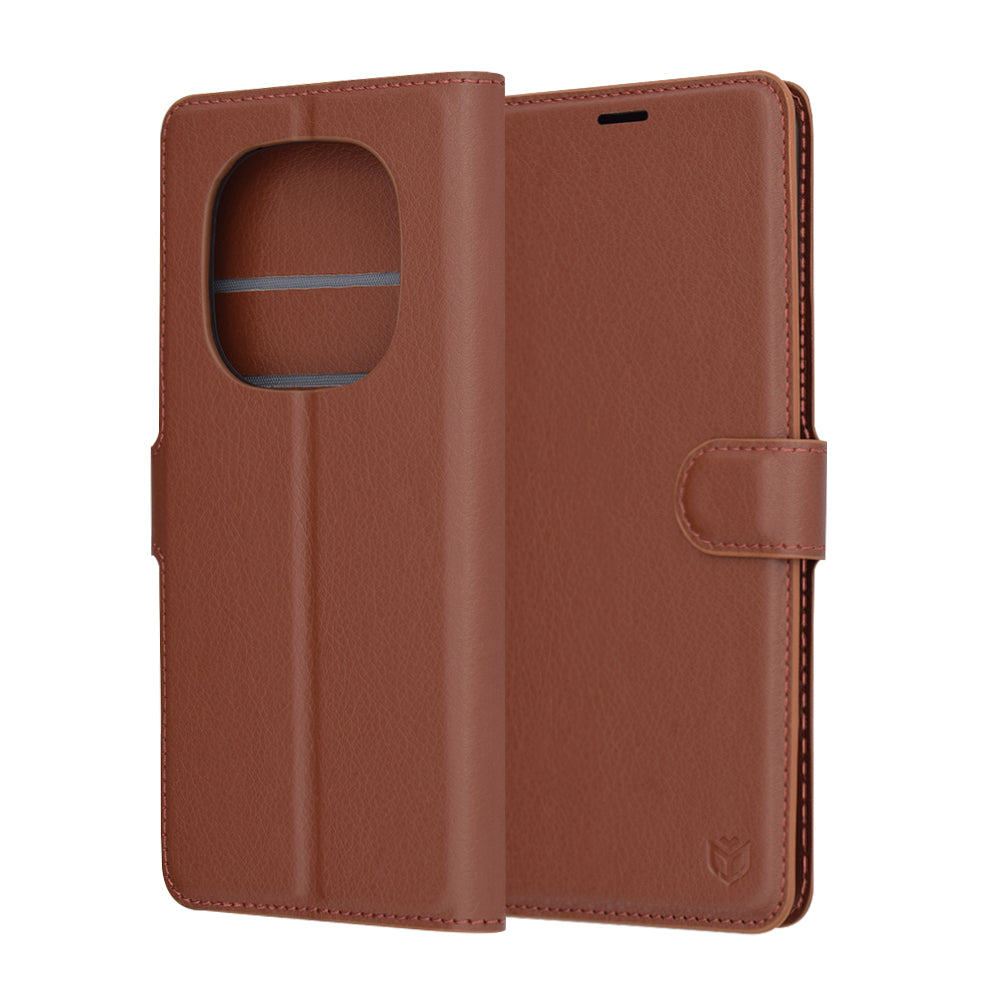 Funda para Xiaomi Redmi Note 14 Pro 4G, Techsuit, Leather Folio, Marrón