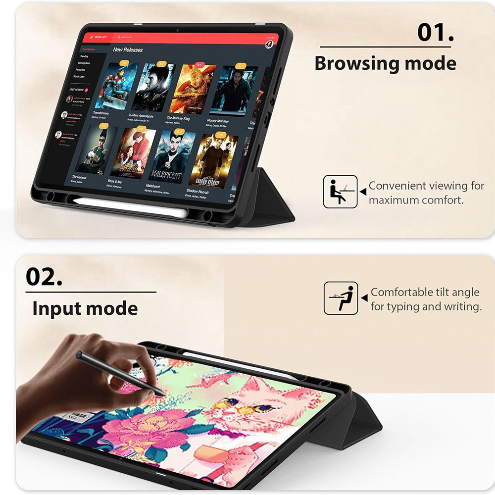 Funda para Xiaomi Redmi Pad SE 8.7, Techsuit, Flex Trifold, Negra