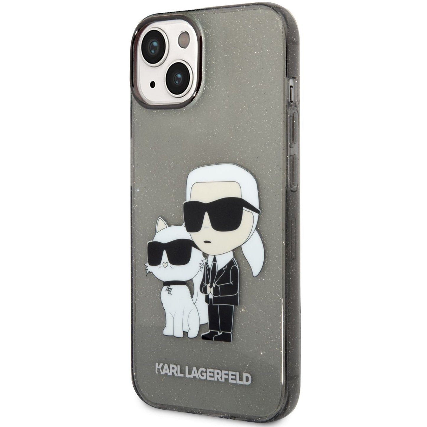 Funda para Apple iPhone 14 Plus, Karl Lagerfeld, IML Glitter Karl and Choupette NFT, Negra