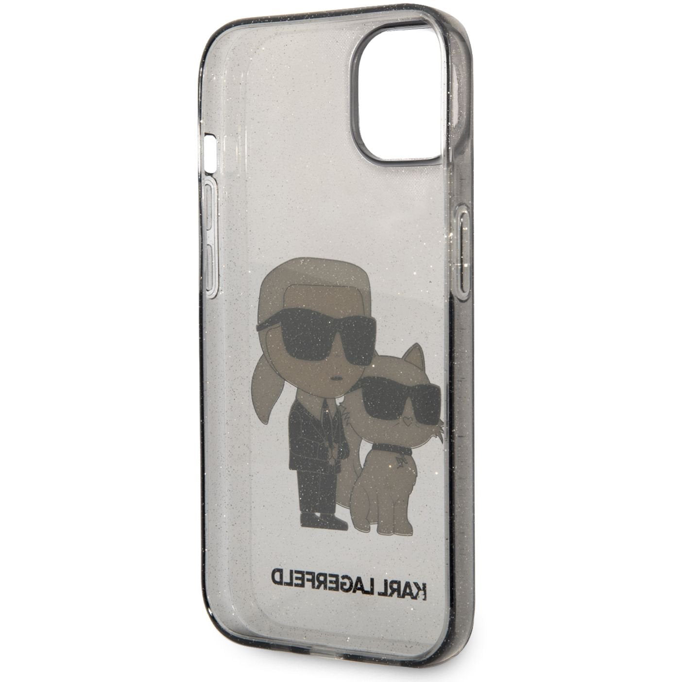 Funda para Apple iPhone 14 Plus, Karl Lagerfeld, IML Glitter Karl and Choupette NFT, Negra