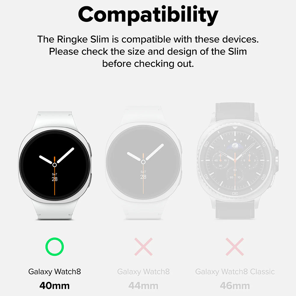 Funda Ringke Slim para Samsung Galaxy Watch8 40mm, Set de 2 piezas, Negra Mate