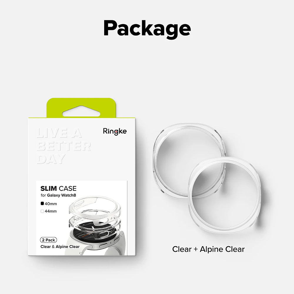 Funda Ringke Slim para Samsung Galaxy Watch8 40mm, Set de 2 piezas, Transparente