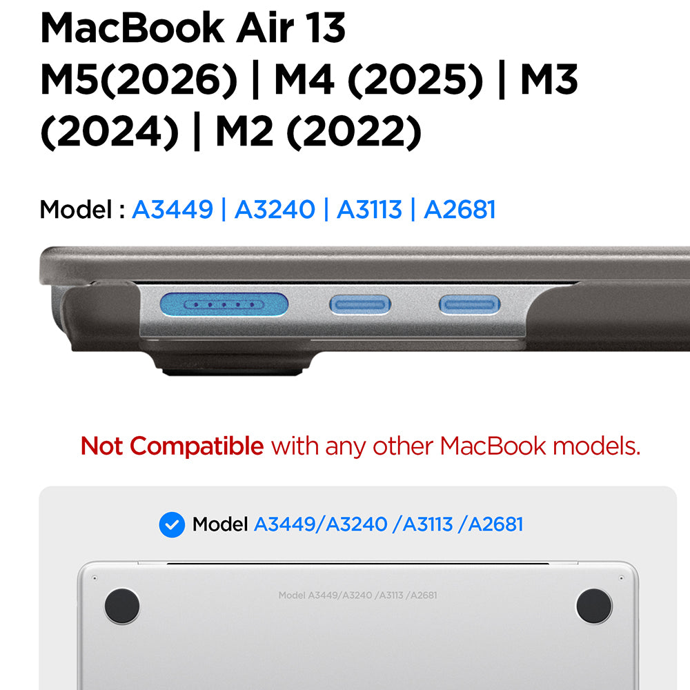 Funda Spigen Airskin para Apple MacBook Air 13 pulgadas (2026) / (2025) / (2024) / (2022), Negra Satinada ACS11531
