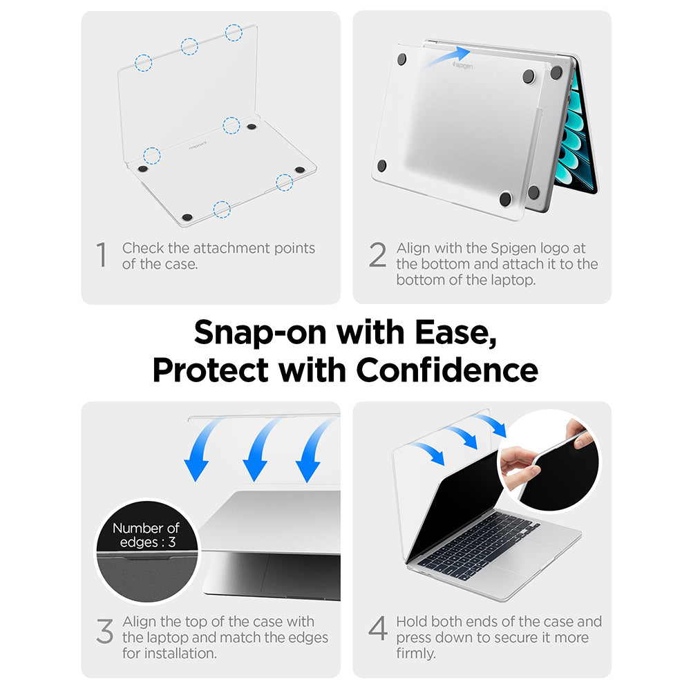 Funda Spigen Airskin para Apple MacBook Air 13 pulgadas (2026) / (2025) / (2024) / (2022), Negra Satinada ACS11531