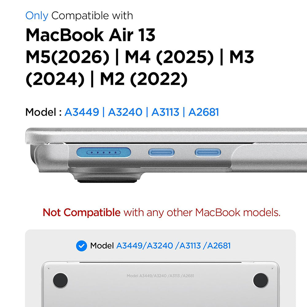 Funda Spigen Airskin para Apple MacBook Air 13 pulgadas (2026) / (2025) / (2024) / (2022), Transparente Satinada ACS11530