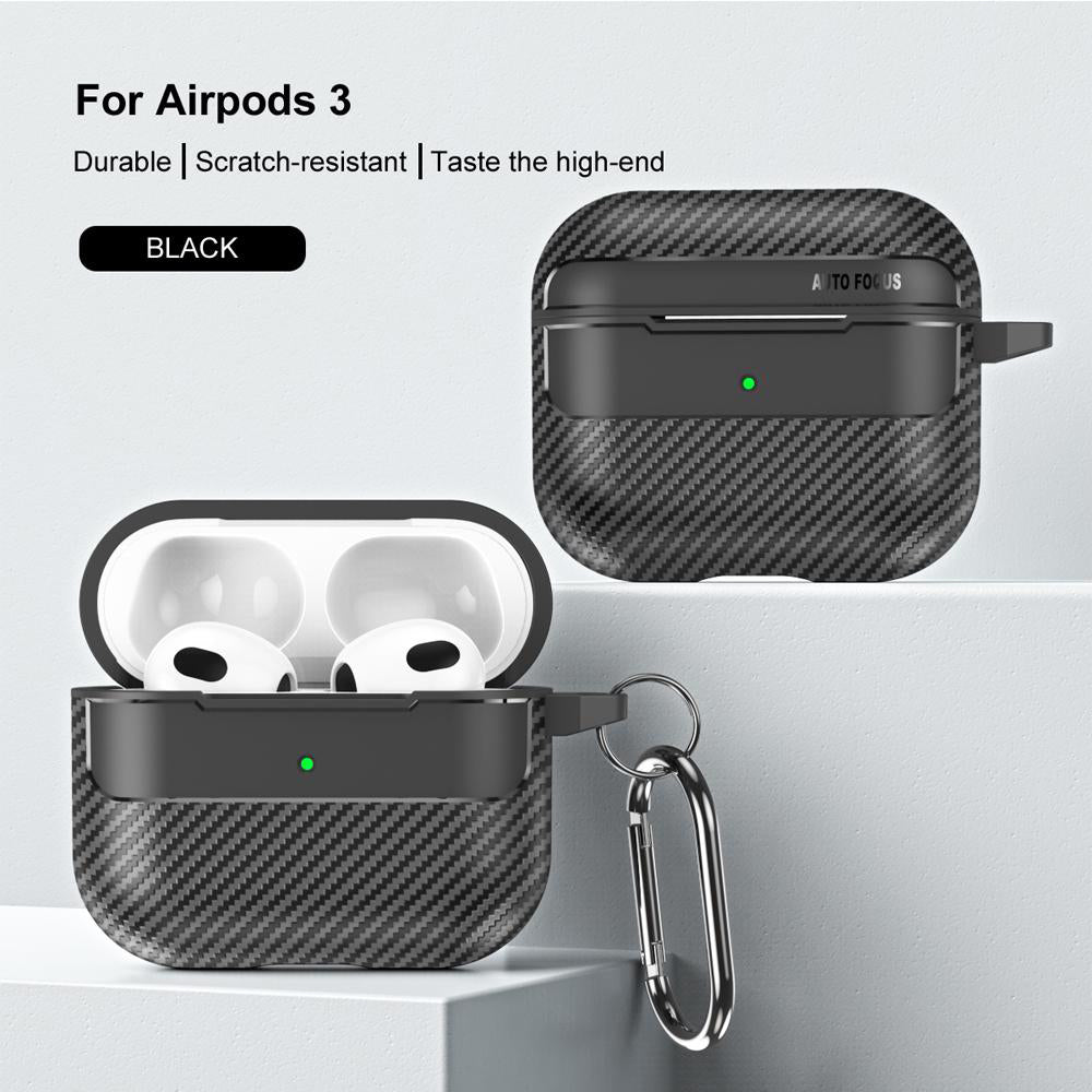 Funda Techsuit CarbonFiber para Apple AirPods 3, Negra