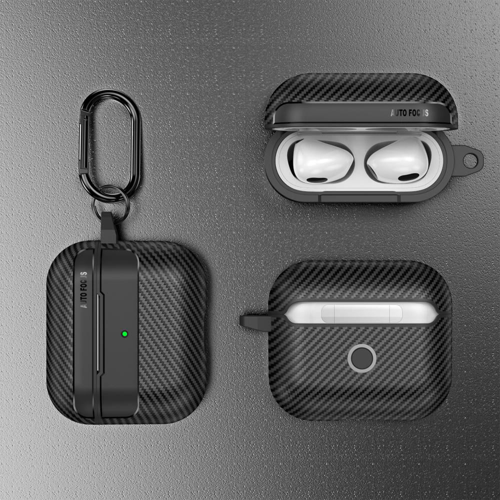 Funda Techsuit CarbonFiber para Apple AirPods 3, Negra