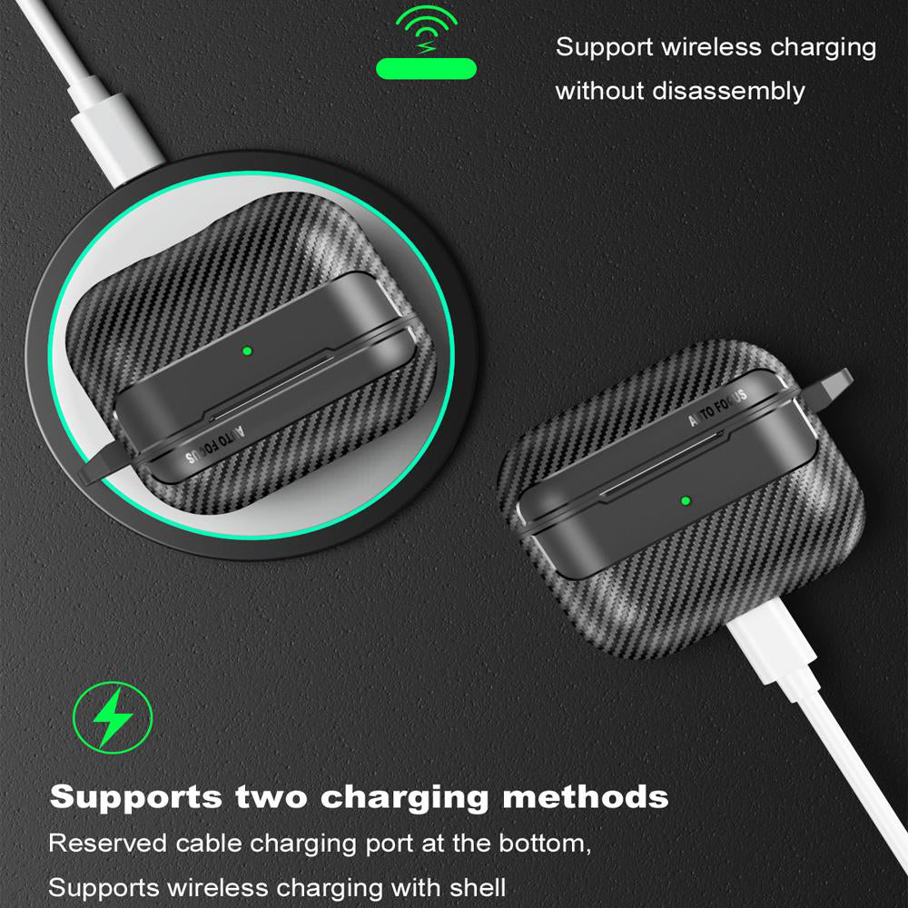 Funda Techsuit CarbonFiber para Apple AirPods 3, Negra