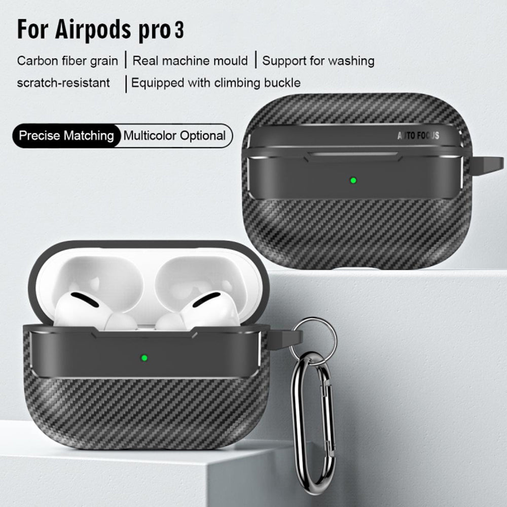 Funda Techsuit CarbonFiber para Apple AirPods Pro 3, Negra