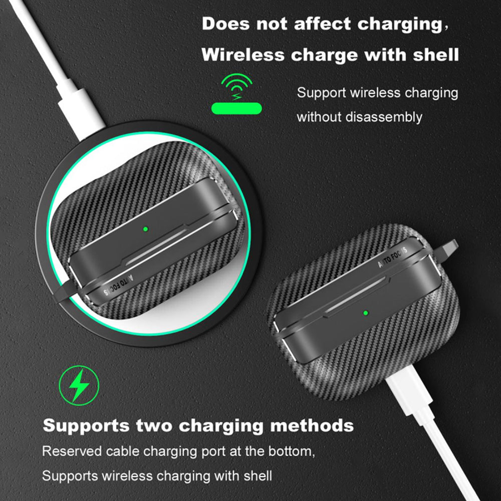 Funda Techsuit CarbonFiber para Apple AirPods Pro 3, Negra