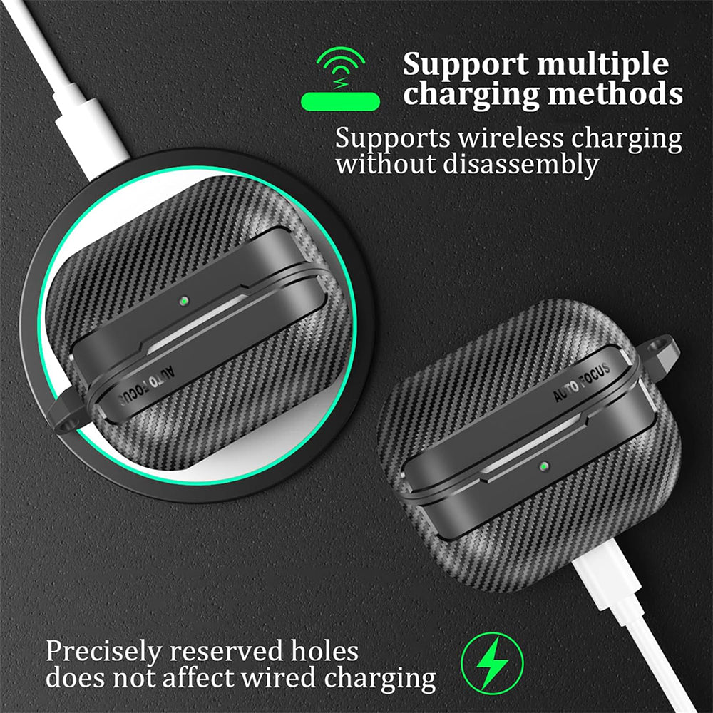 Funda Techsuit CarbonFiber para Samsung Galaxy Buds3 FE / Buds3 Pro / Buds3, Negra