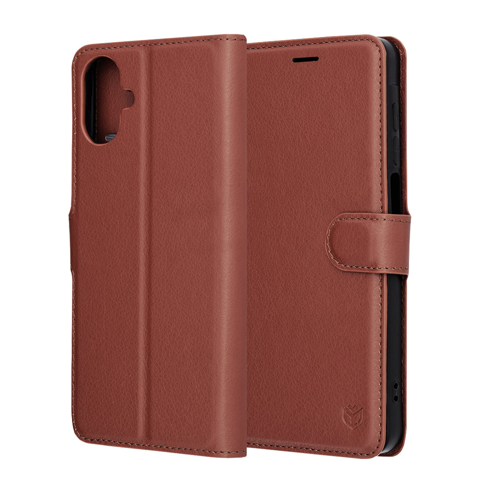 Funda para Samsung Galaxy A07 4G A075, Techsuit, Leather Folio, Marrón
