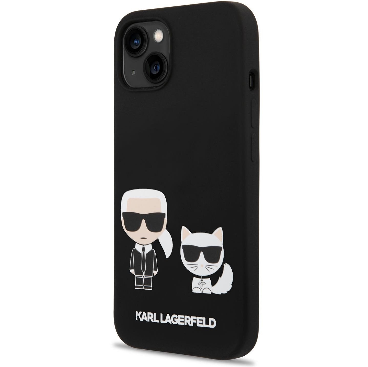 Funda MagSafe para Apple iPhone 14 Plus, Karl Lagerfeld, Silicona Karl & Choupette, Negra