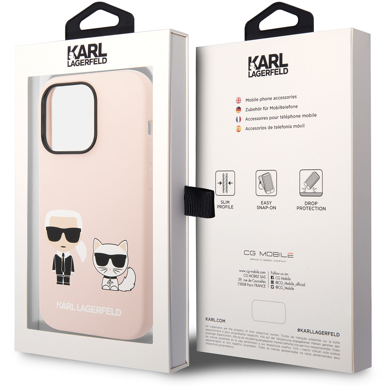 Funda MagSafe para Apple iPhone 14 Pro Max, Karl Lagerfeld, Cuerpo de Silicona Karl & Choupette, Rosa