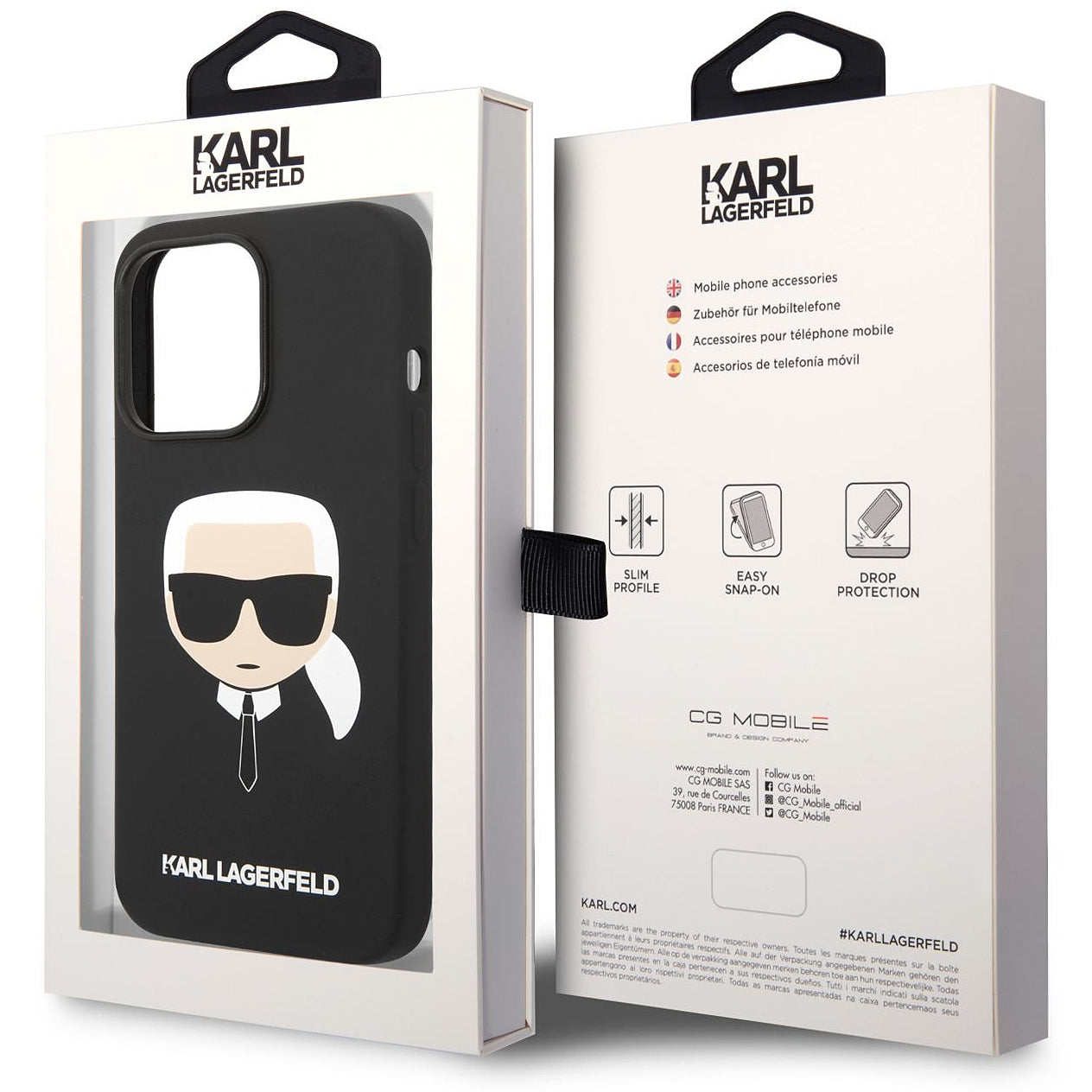 Funda MagSafe para Apple iPhone 14 Pro, Karl Lagerfeld, Silicone Karl Head, Negra