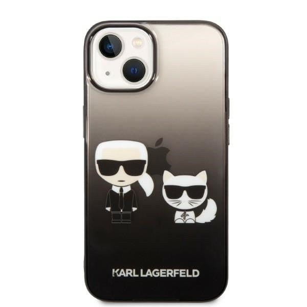 Funda para Apple iPhone 14 Plus, Karl Lagerfeld, Gradient Karl & Choupette, Negra