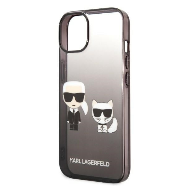 Funda para Apple iPhone 14 Plus, Karl Lagerfeld, Gradient Karl & Choupette, Negra