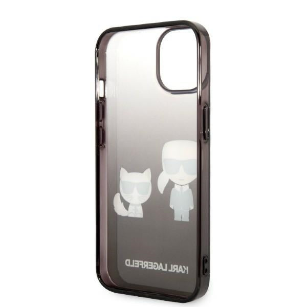 Funda para Apple iPhone 14 Plus, Karl Lagerfeld, Gradient Karl & Choupette, Negra