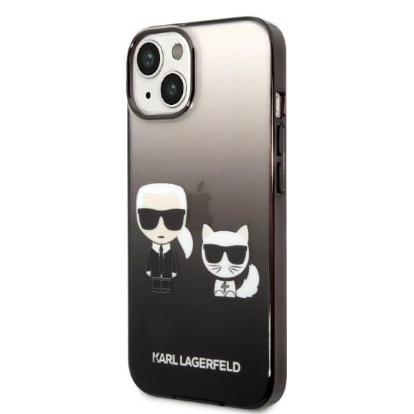Funda para Apple iPhone 14 Plus, Karl Lagerfeld, Gradient Karl & Choupette, Negra