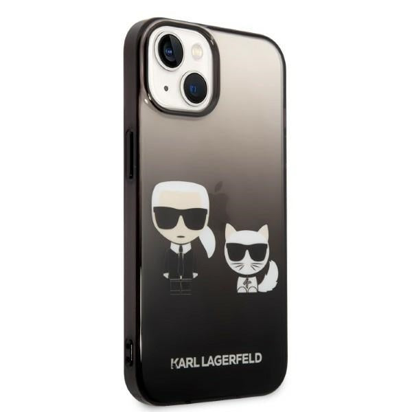 Funda para Apple iPhone 14 Plus, Karl Lagerfeld, Gradient Karl & Choupette, Negra