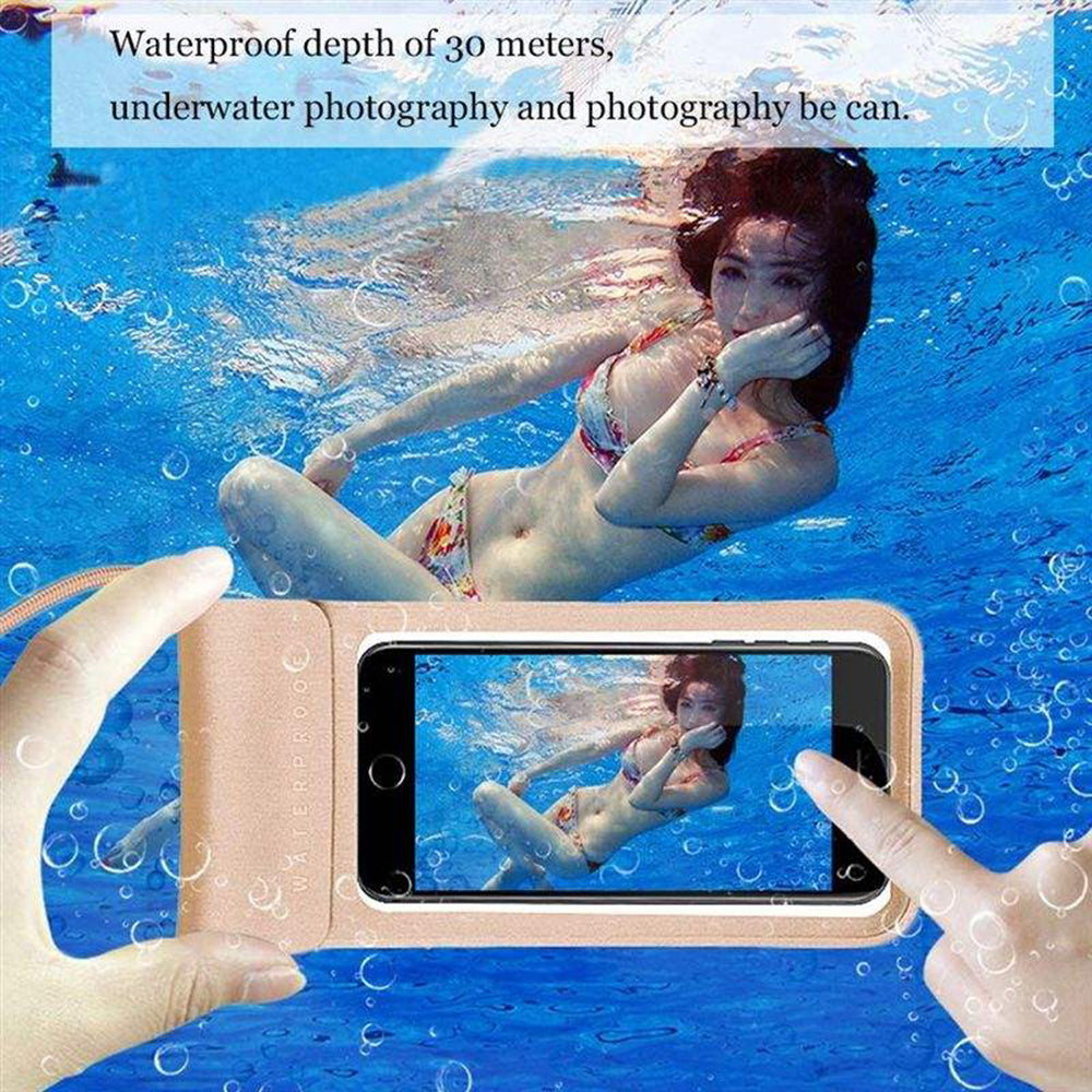 Funda Universal Impermeable para Teléfono máx. 6.8 pulgadas, Techsuit, TWC1, Dorada