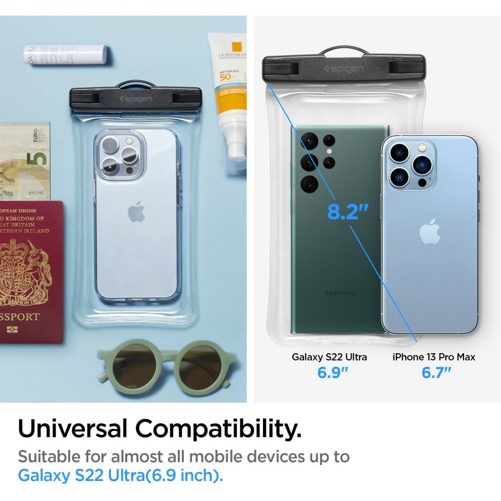 Funda Universal Impermeable para Teléfono máx. 6.9 pulgadas, Spigen, A610, Transparente AMP04530