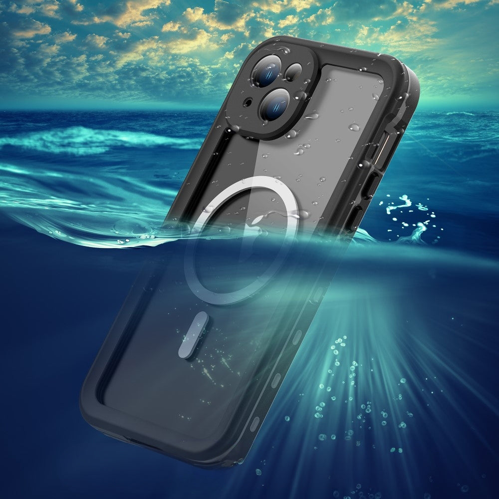 Funda Waterproof MagSafe para Apple iPhone 15 Plus, ShellBox, Negra
