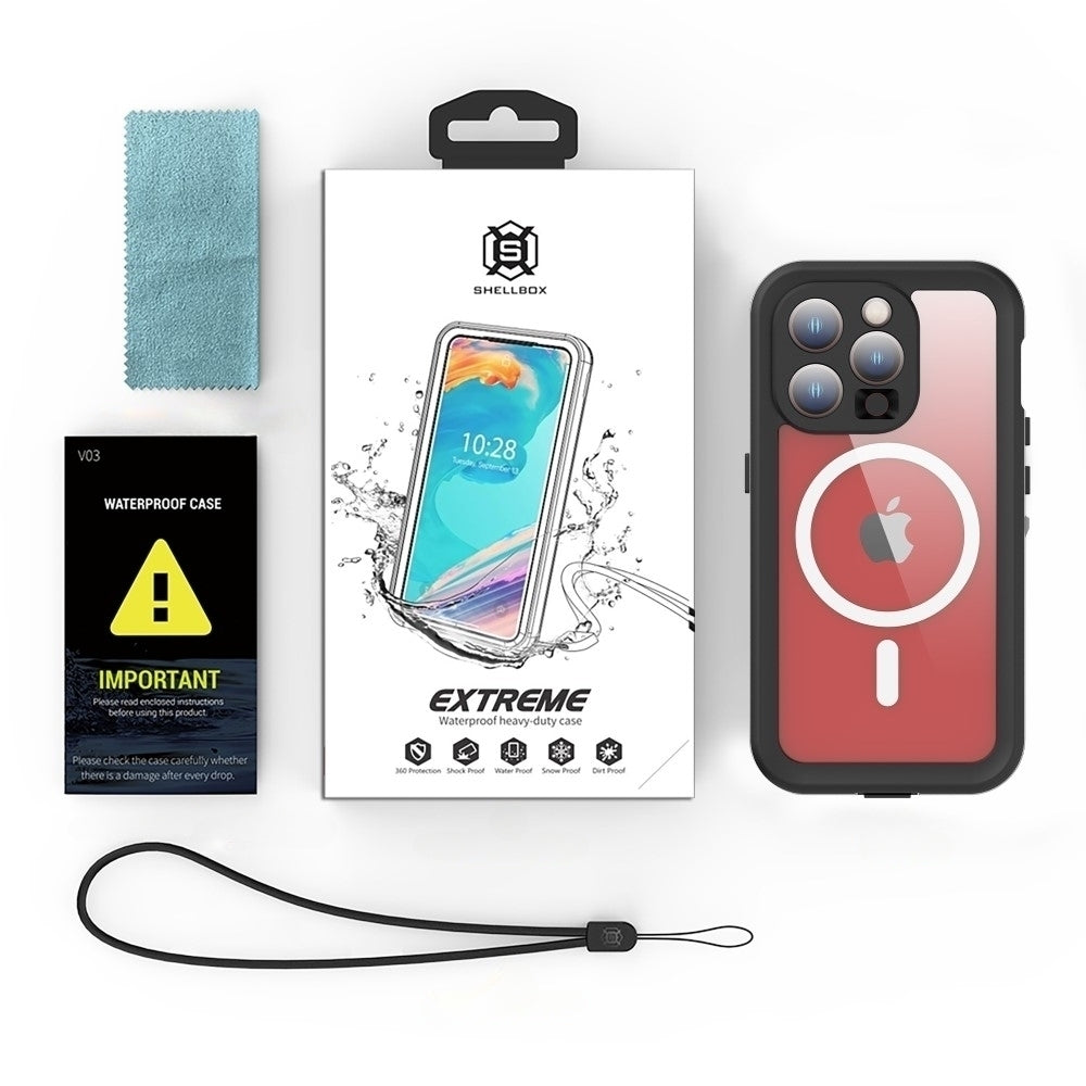 Funda Waterproof MagSafe para Apple iPhone 15 Pro, ShellBox, Negra