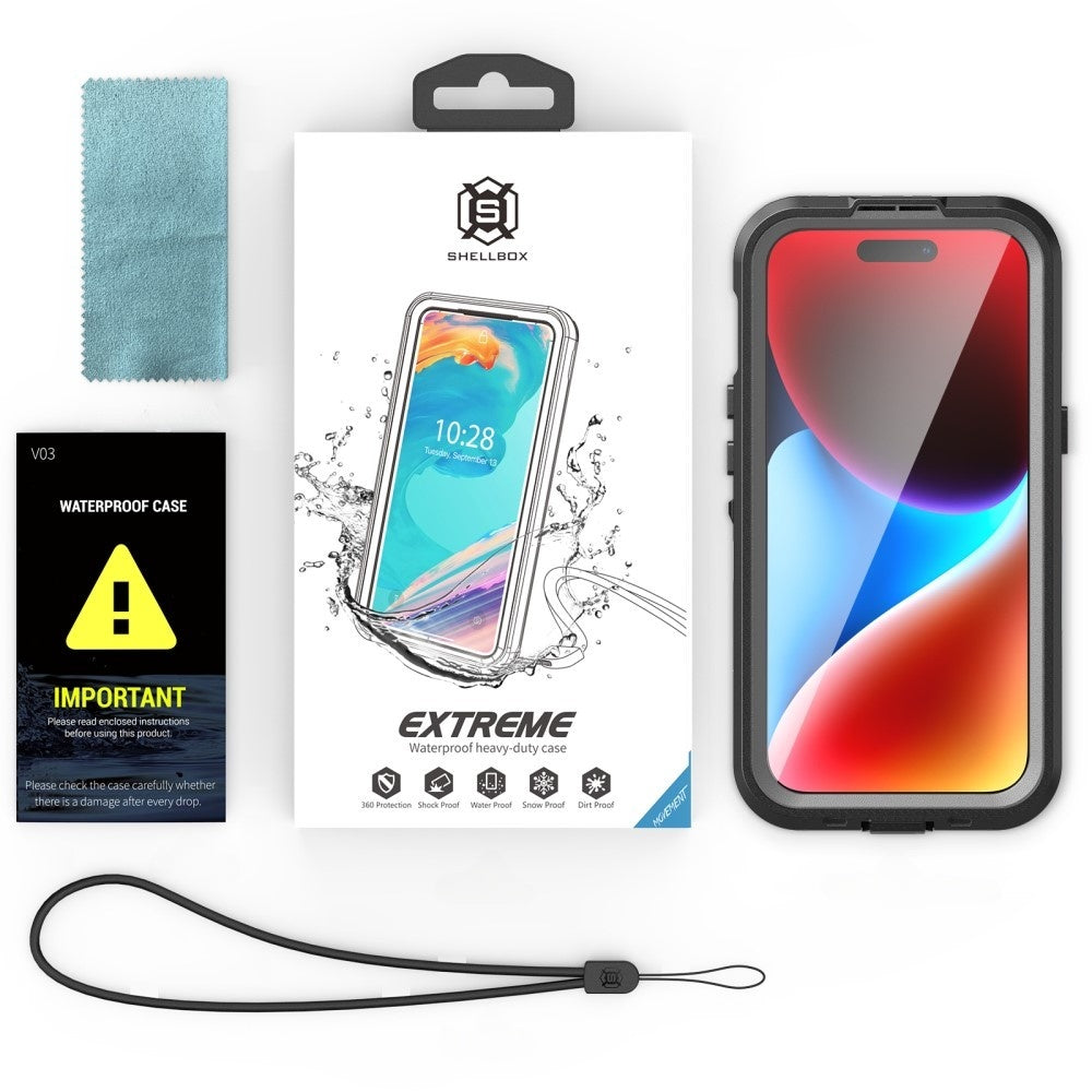 Funda Waterproof MagSafe para Apple iPhone 15, ShellBox, Negra