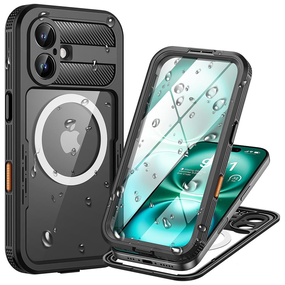 Funda impermeable para Apple iPhone 16, ShellBox, Carbono, Negra